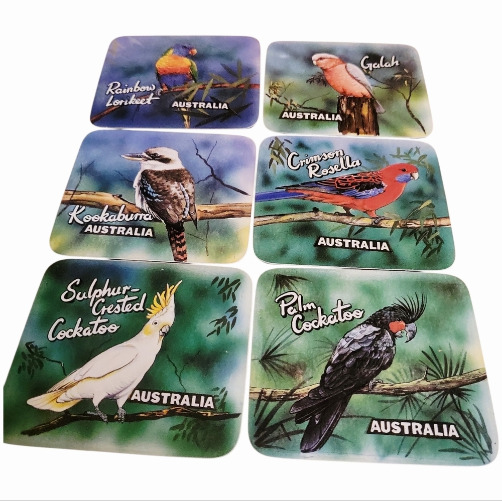 Vintage Kanley Australian Birds Coaster Set 6